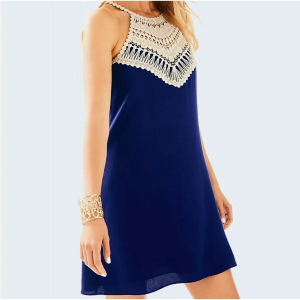 Lilly Pulitzer navy blue and gold dress